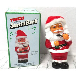 TIMCO Musical Santa Bank In Original Box TESTED New Batteries Included Retro